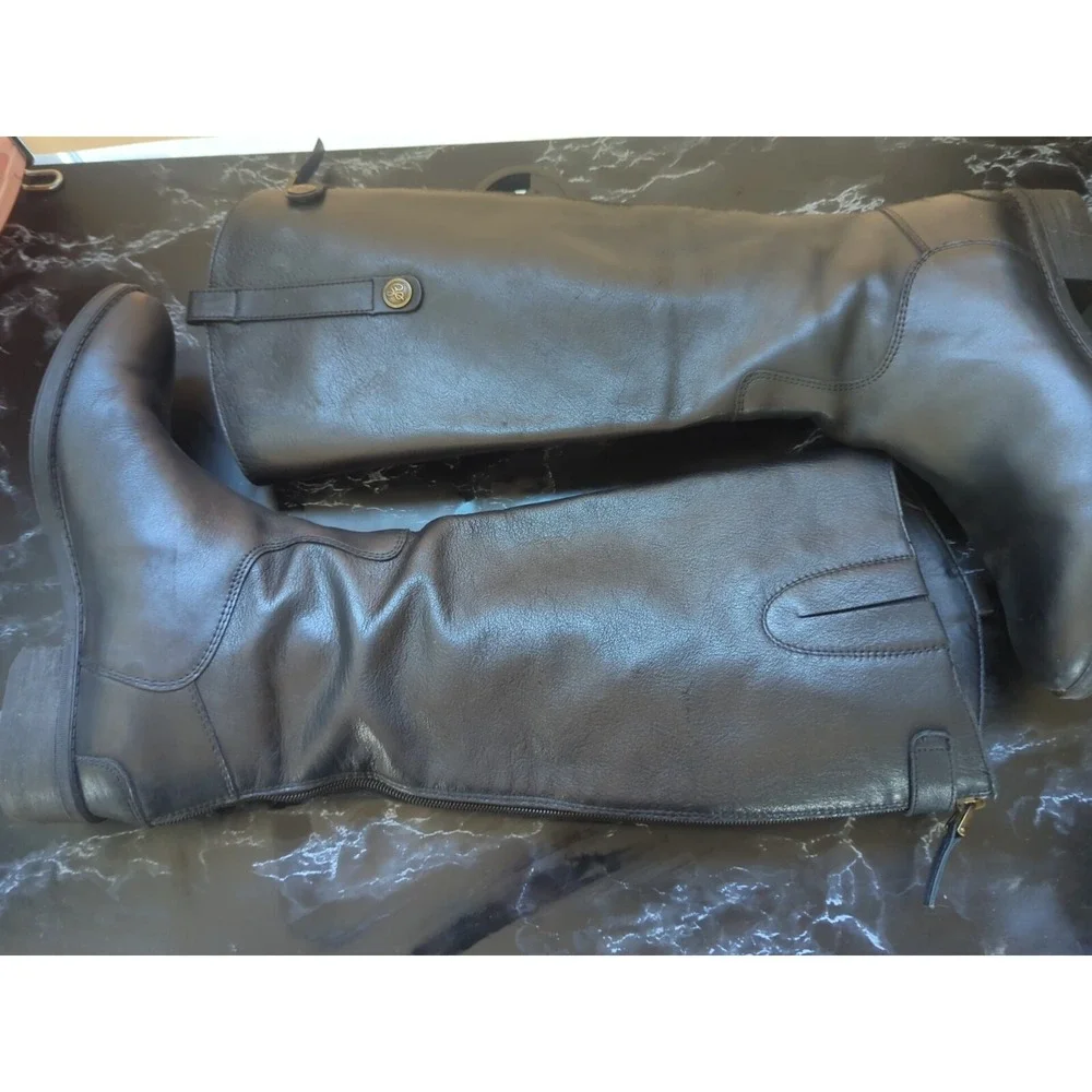 Sam Edelman Women Penny  Leather Anthropologie Equestrian Black Leather Boots 8M